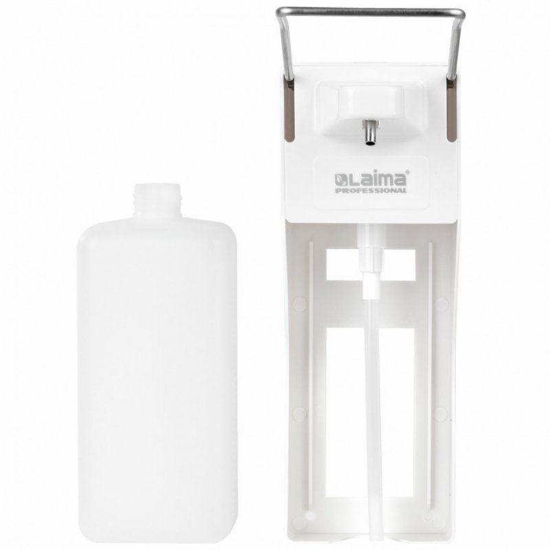 Дозатор локтевой для жидкого мыла и геля-антисептика с еврофлак. 1 л Laima ABS-пластик 607325 (1)