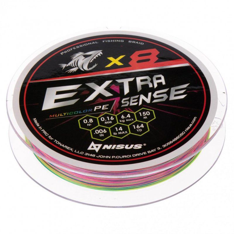 Шнур Nisus N-ES-X8-0.8/14LB Extrasense X8 PE Multicolor 150m  0.8/14LB 0.16mm 316873