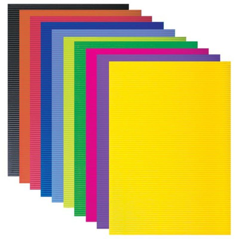 Картон цветной гофрированный Brauberg А4, 10 листов 10 цветов, 180 г/м2, 124749