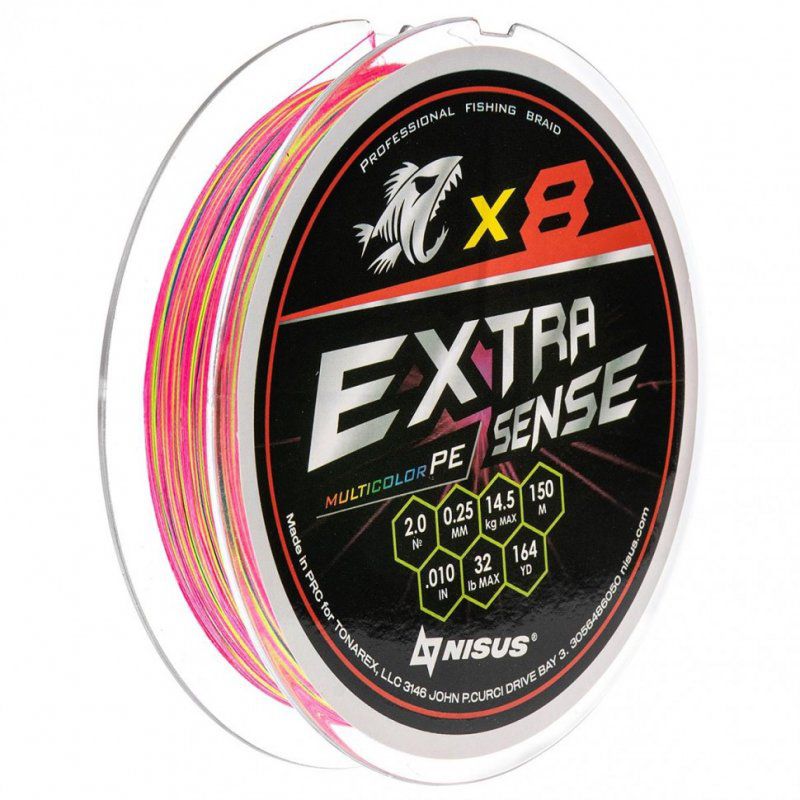Шнур Nisus N-ES-X8-2/32LB Extrasense X8 PE Multicolor 150m 2/32LB 0.25mm 316882