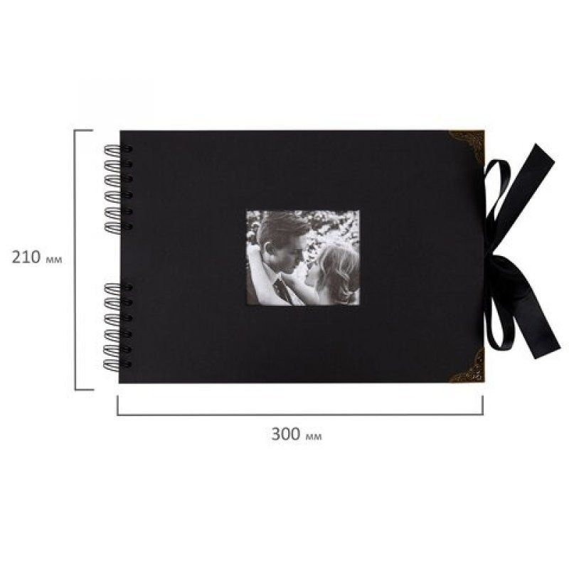 Фотоальбом 21х30 см, 40 черных листов, BRG Black, 880654 (1)