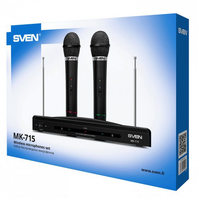 Микрофоны SVEN MK-715 набор беспроводные радиус действия до 30 м черные 513844 (1)