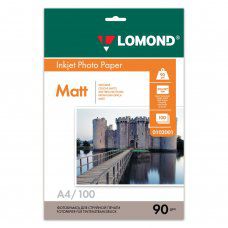 Фотобумага для струйной печати Lomond A4, 90 г/м2, 100 листов, односторонняя матовая 0102001