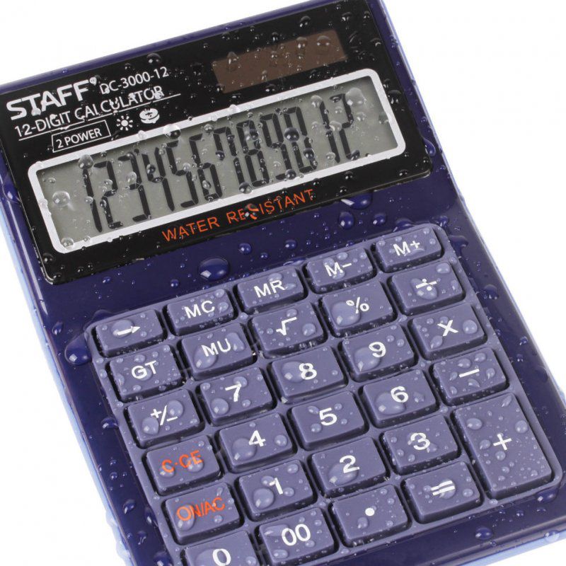 Калькулятор настольный водонепроницаемый Staff PLUS DC-3000-12 12 разрядов 250424