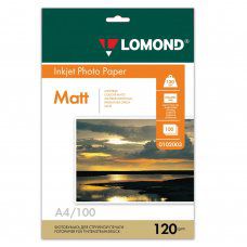 Фотобумага для струйной печати Lomond А4, 120 г/м2, 100 листов, односторонняя матовая 0102003