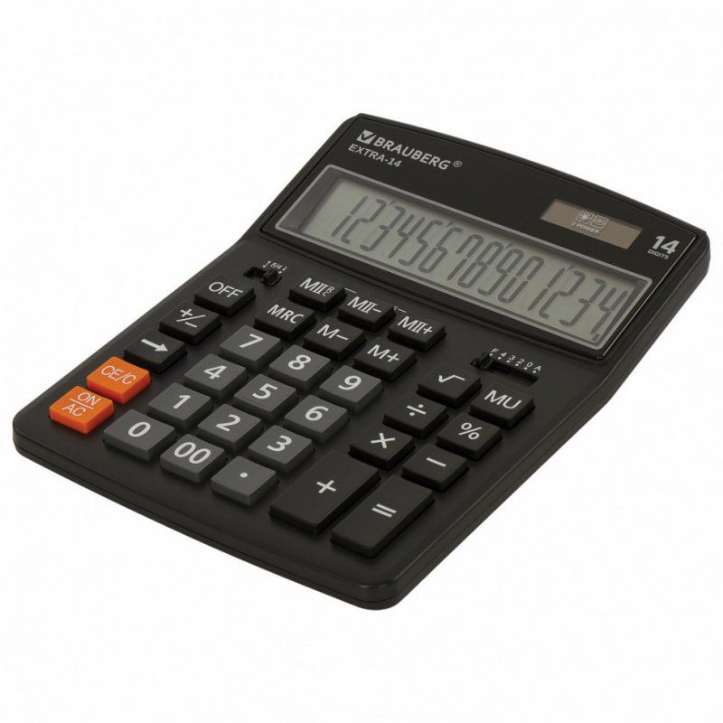 Калькулятор настольный Brauberg Extra-14-BK (206x155 мм) 14 раз. двойное пит. черный 250474 (1)