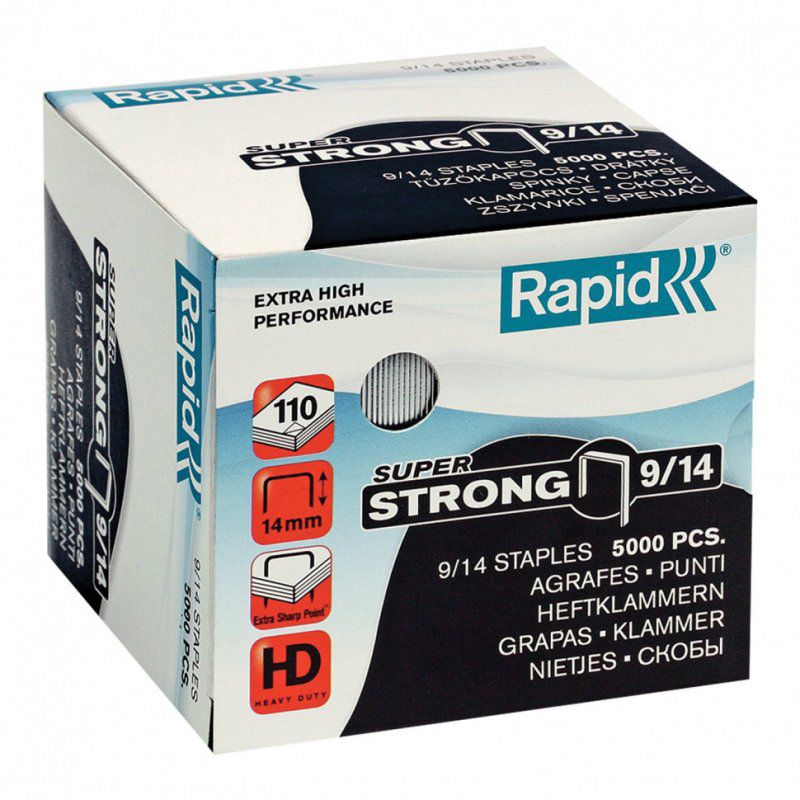 Скобы для степлера RAPID HD110 "Super Strong" №9/14 5000 штук до 110 л 228563 (1)