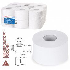 Бумага туалетная 200 м Laima (T2) Universal White 1-слойная цвет белый к-т 12 рул 111335 (1)