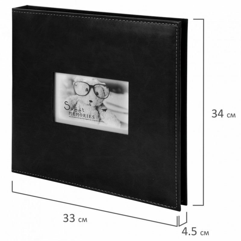 Фотоальбом Brauberg Premium Black 20 магнитных листов 30х32 см под кожу черный 391186 (1)