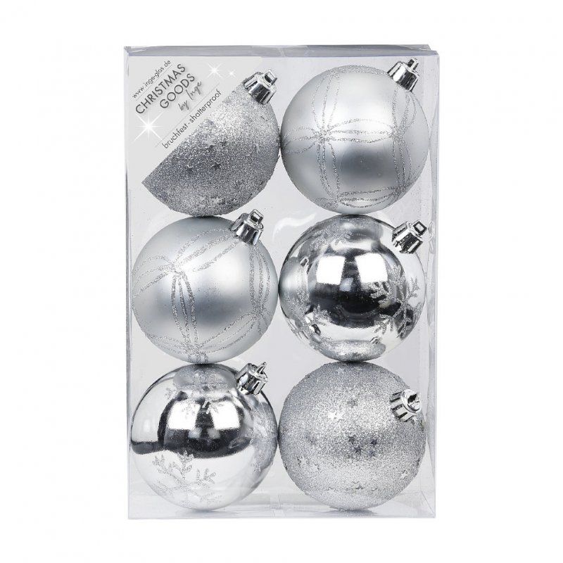Набор ёлочных шаров INGE'S Christmas Decor 81190G002 d 8 см, серебро (6 шт)