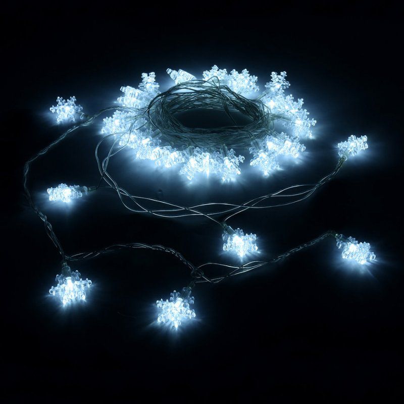 Светодиодная гирлянда для дома (холодный свет) Vegas Снежинки 80 LED, 10 м, 220V 55082