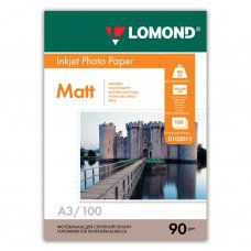 Фотобумага для струйной печати Lomond А3, 90 г/м2, 100 листов, односторонняя матовая 0102011