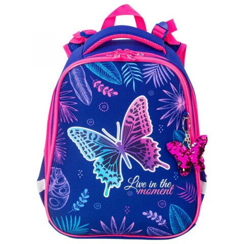 Ранец для девочек Brauberg Premium Beautiful Butterfly с брелоком 17 л 229901
