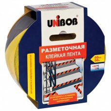 Клейкая лента разметочная 50 мм х 50 м желто-черная UNIBOB основа-ПВХ 48905 604162 (1)