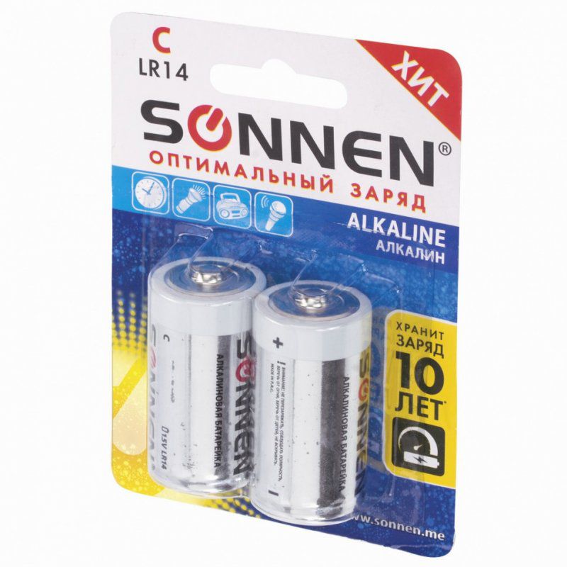 Батарейки алкалиновые Sonnen Alkaline LR14 (C) 2 шт 451090