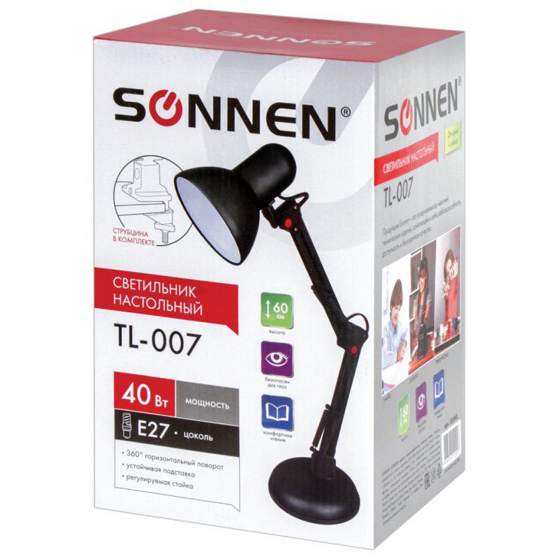 Лампа настольная Sonnen TL-007, на подставке/струбцине 235540