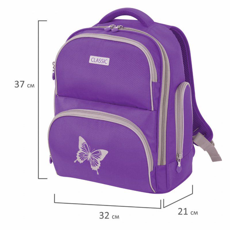 Ранец для девочек Brauberg Classic Butterfly 18 л 228830