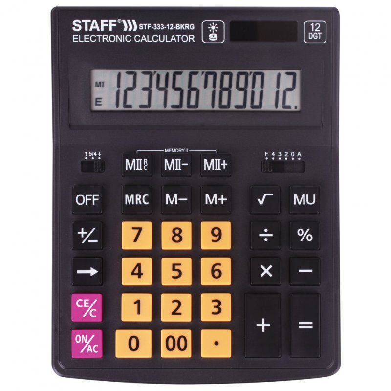 Калькулятор настольный Staff PLUS STF-333-BKRG 12 разрядов 250460