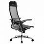 Кресло офисное МЕТТА К-4-Т хром прочная сетка сиденье и спинка регулируемые серое 532451 (1)