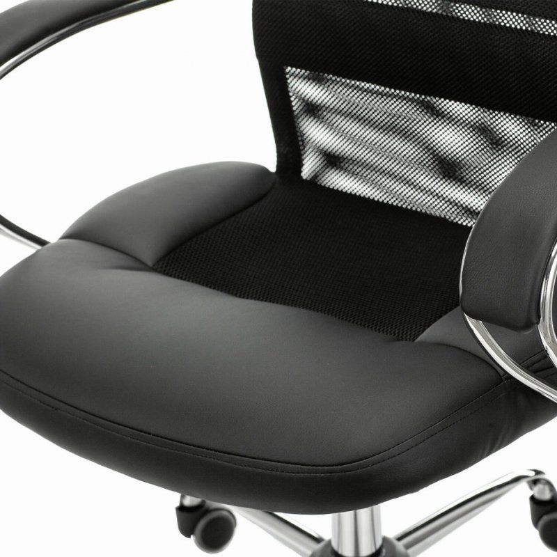 Кресло офисное Brabix Premium Stalker EX-608 CH сетка/ткань/кожзам, черное 532091