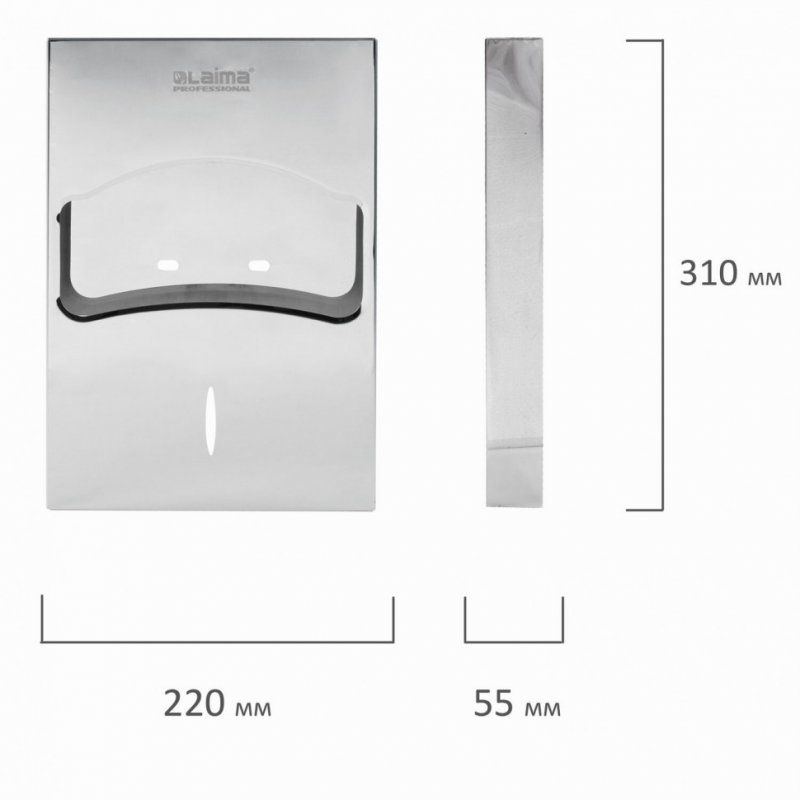 Диспенсер для покрытий на унитаз Laima Professional INOX нержавеющая сталь зеркальный 605705 (1)
