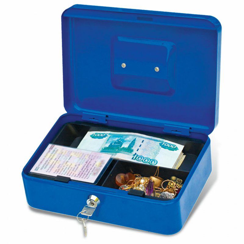 Ящик для денег Brauberg 90х180х250 мм, синий 290335
