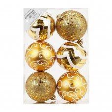 Набор ёлочных шаров INGE'S Christmas Decor 81075G001 d 8 см, золотой (6 шт)