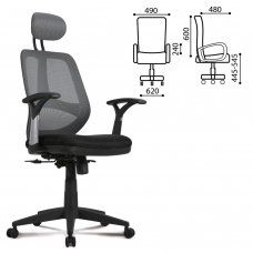 Кресло офисное Brabix Saturn ER-400 сетка/ткань, черно-серое 530871