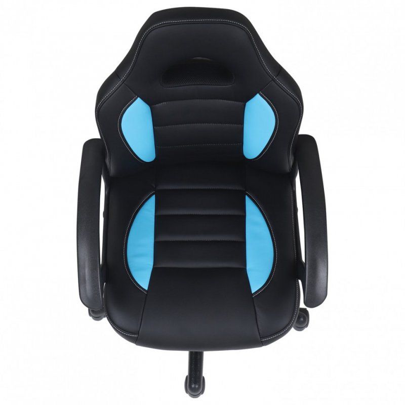 Кресло компьютерное BRABIX Spark GM-201 экокожа черное/голубое 532505 (1)