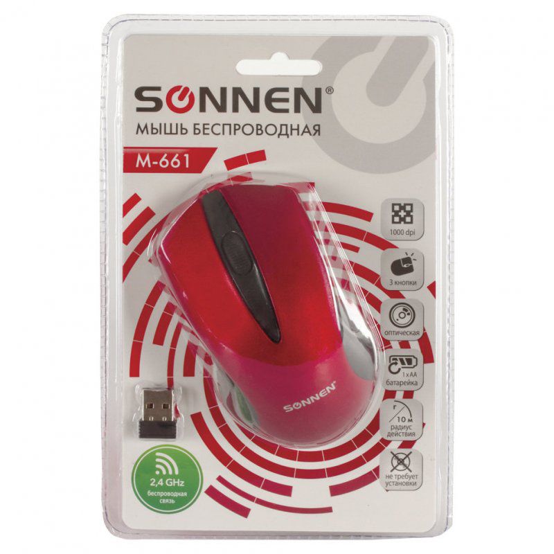 Мышь беспроводная оптическая USB Sonnen M-661R (512649)