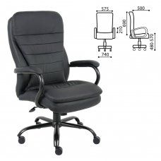 Кресло руководителя Brabix Premium Heavy Duty HD-001 до 200 кг, экокожа, черное 531015