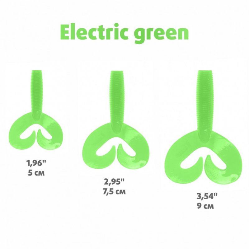 Твистер Helios Credo Double Tail 3,54"/9 см, цвет Electric green 5 шт HS-28-007