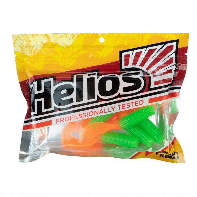 Твистер Helios Credo Double Tail 3,54"/9 см, цвет Lime & Orange 5 шт HS-28-020