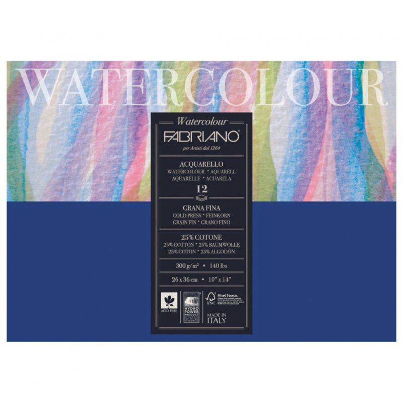 Альбом для акварели А3- Fabriano Watercolour Studio 12 листов, 300 г/м2, среднее зерно 17312636