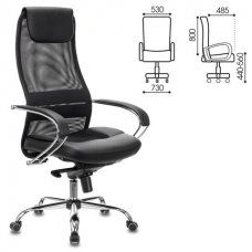 Кресло офисное BRABIX PREMIUM Stalker, хром, ткань-сетка/экокожа, черное, EX609PRO/532416 (1)