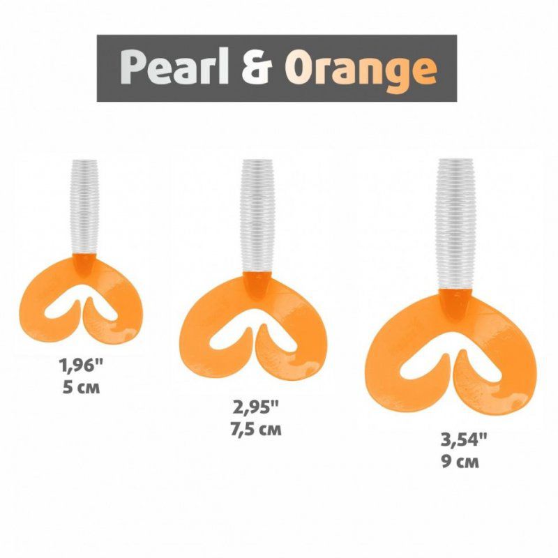 Твистер Helios Credo Double Tail 3,54"/9 см, цвет Pearl & Orange 5 шт HS-28-019