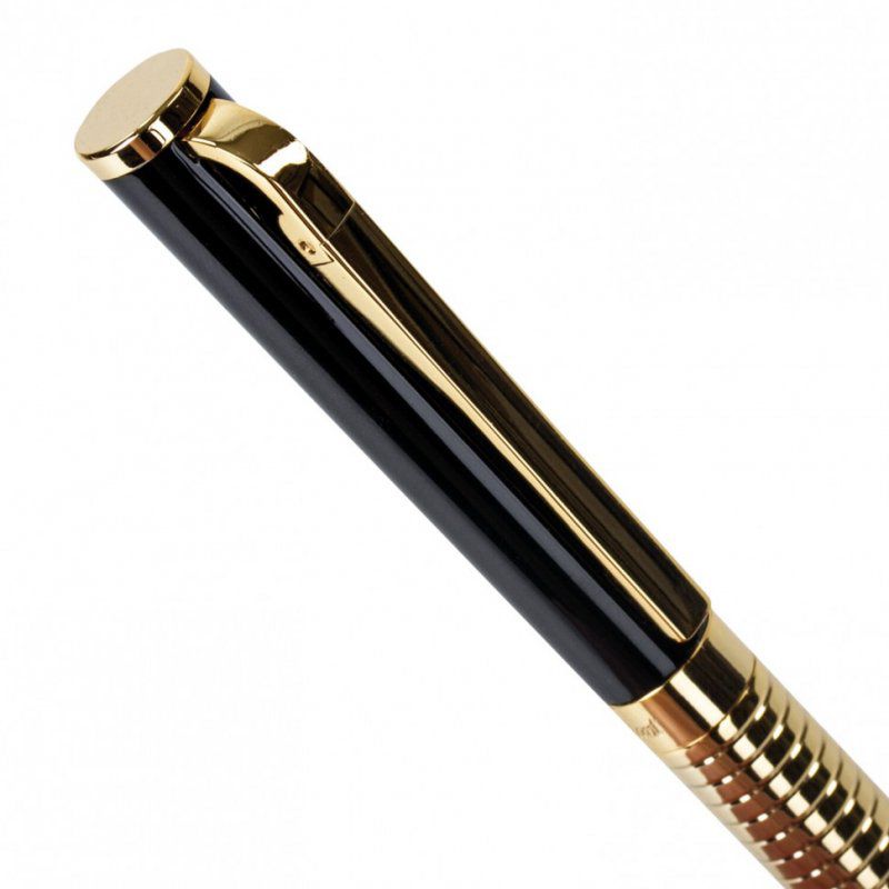 Ручка подарочная шариковая Galant Black Melbourne корпус золотистый с черным синяя 141356 (1)
