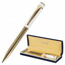 Ручка подарочная шариковая Galant Mont Pelerin корпус золотистый с белым синяя 141661 (1)