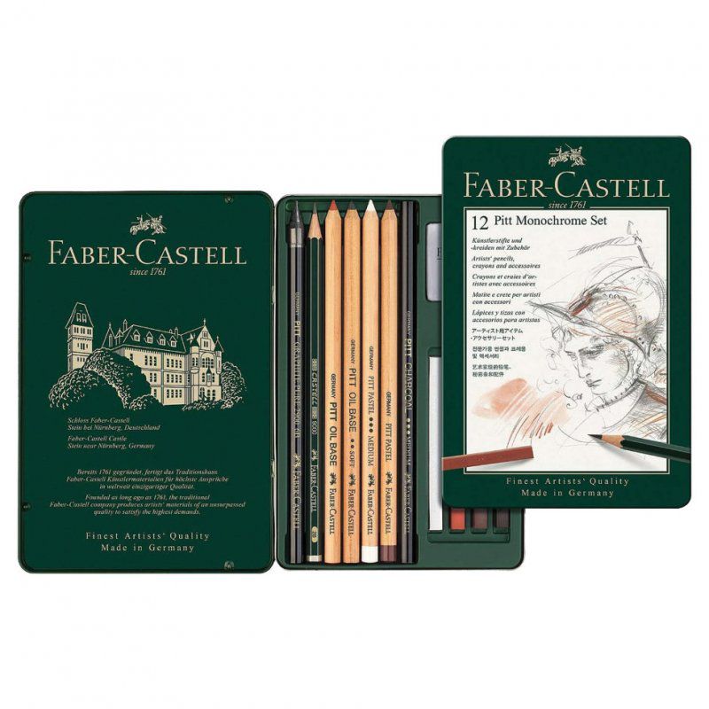 Набор художественный Faber Castell Pitt Monochrome 12 предметов в коробке 112975
