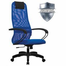 Кресло офисное МЕТТА SU-B-8 пластик, ткань-сетка, сиденье мягкое, синее, 532436 (1)