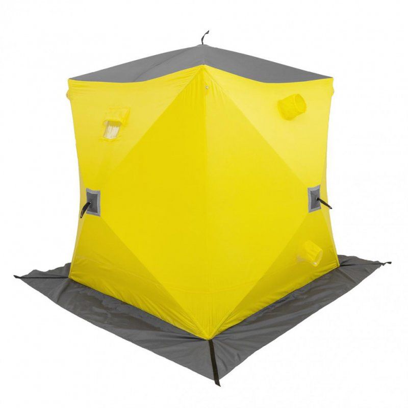 Палатка зимняя Helios HS-WSCI-P-180YG утепл. Куб Premium 1,8х1,8 желтый/серый 352132