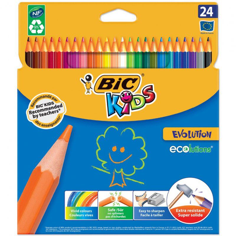 Карандаши цветные пластиковые Bic Kids ECOlutions Evolution 24 цвета 937515
