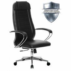 Кресло офисное МЕТТА К-29 хром, экокожа, сиденье и спинка мягкие, черное, 532475 (1)