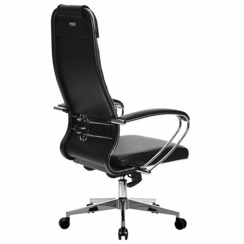 Кресло офисное МЕТТА К-29 хром, экокожа, сиденье и спинка мягкие, черное, 532475 (1)