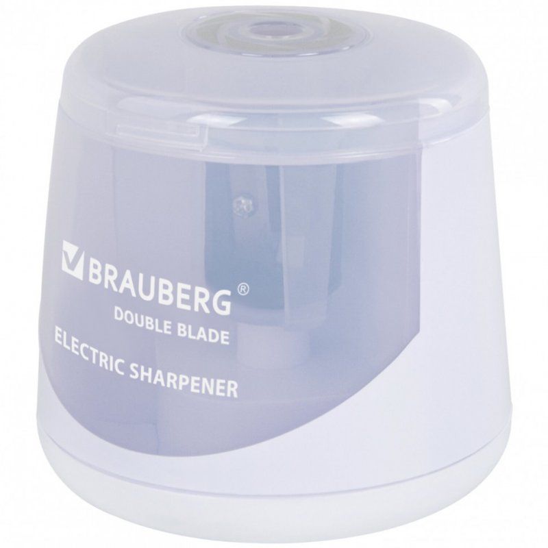 Точилка электрическая BRAUBERG DOUBLE BLADE WHITE двойное лезвие 271337 (1)