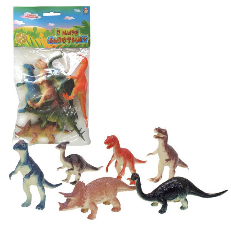 Набор фигурок 1TOY В мире животных Динозавры 6 шт Т50484