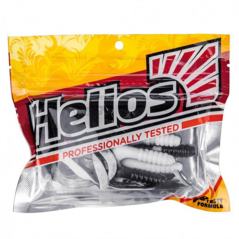 Твистер Helios Credo Four Tail 2,35"/6,0 см, цвет Black & White 10 шт HS-20-023